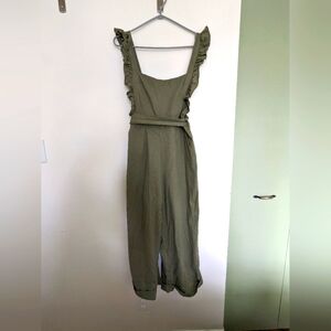 Ruffle Sleeve Linen Romper